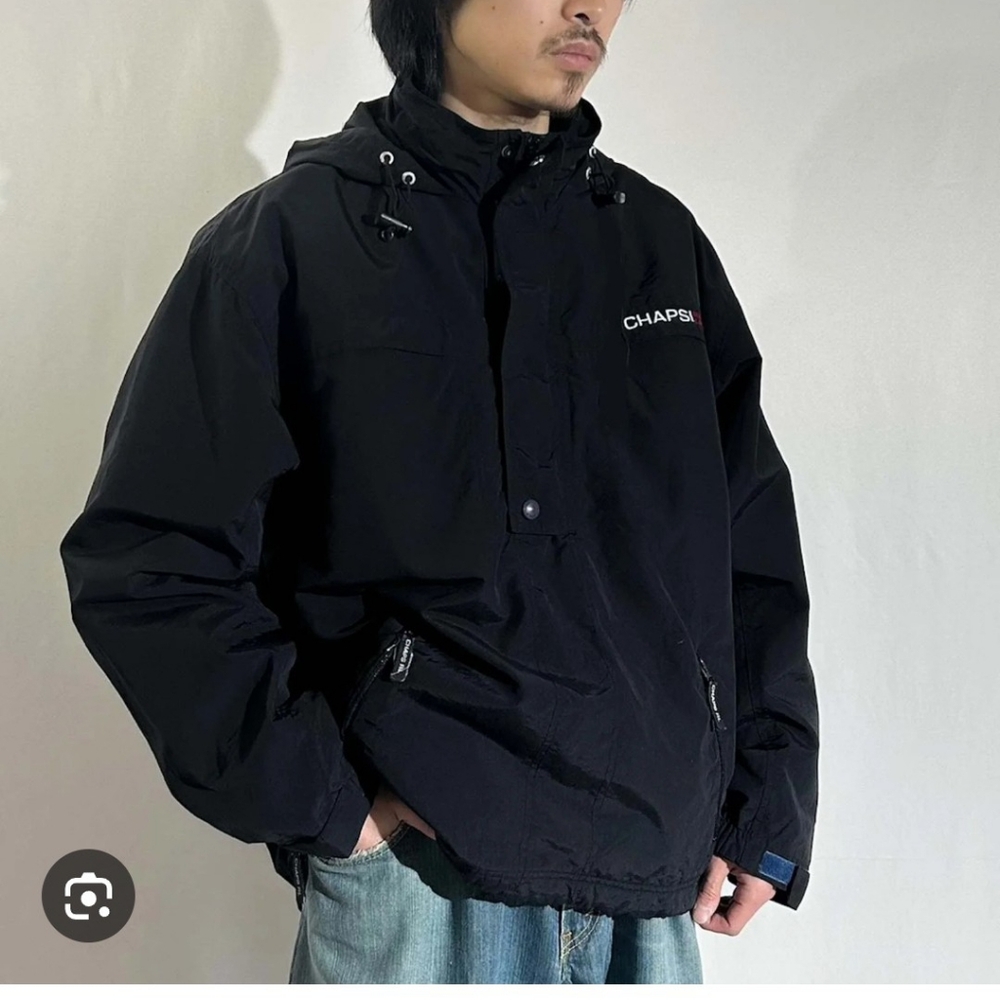 Chaps Men's Black Windbreaker Jacket By Ralph Lauren. #700